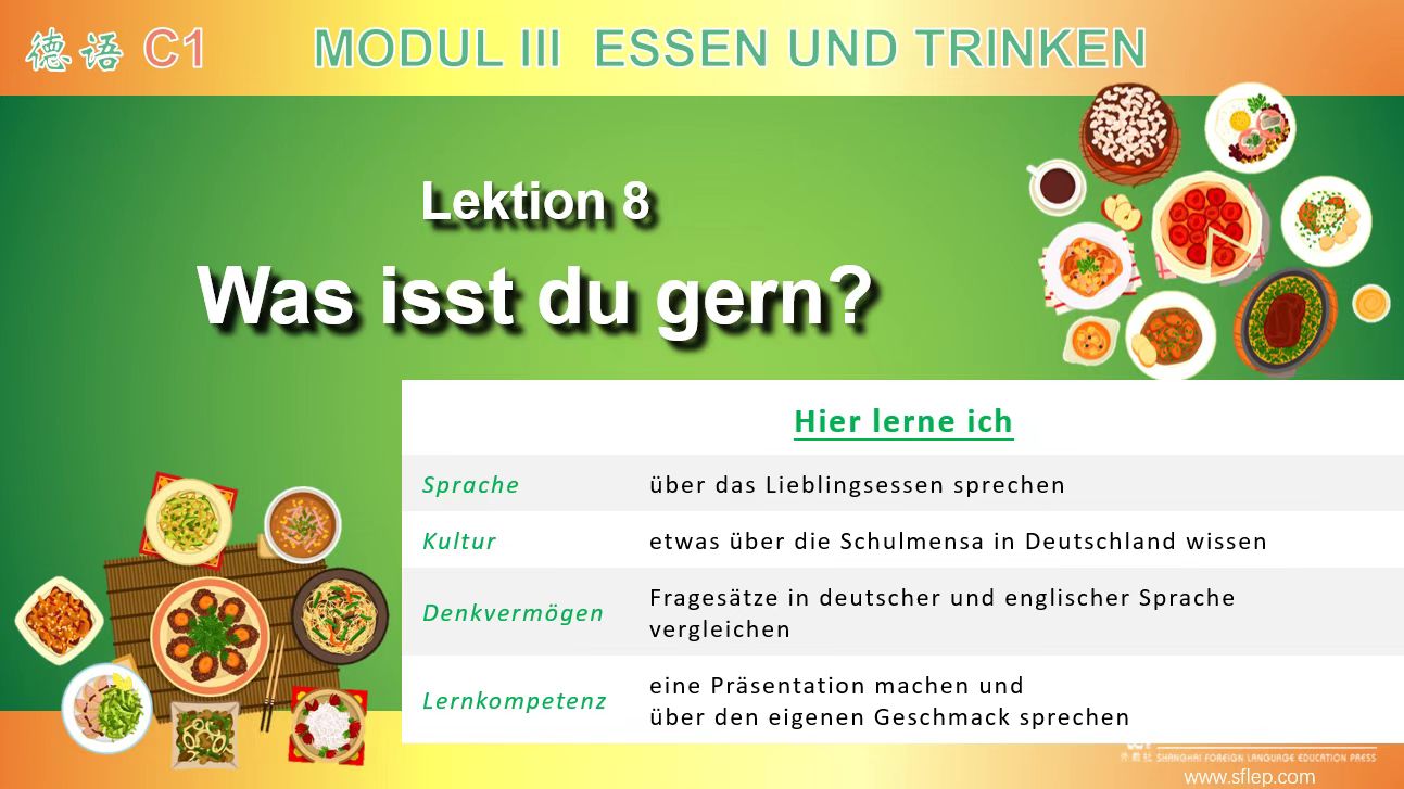 外教社中学多语种系列教材：德语C1 第8课 PPT课件