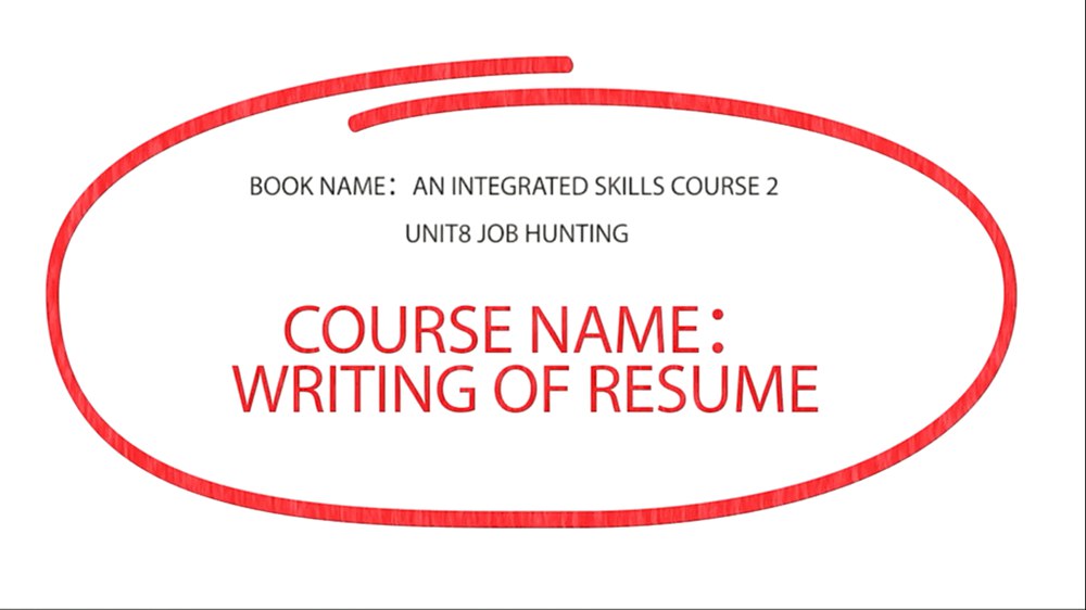 Writing of Resume