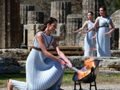 The Olympic flame completed its journey from Greece to Japan